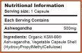 Organic Ashwagandha KSM-66 500 mg / 60 Vcaps