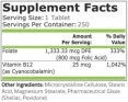 Folic Acid 800 mcg + B-12 / 250 Tabs