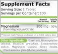Magnesium Citrate 200 mg / 100 Tabs