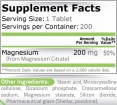 Magnesium Citrate 200 mg / 200 Tabs