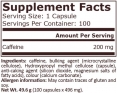 Caffeine 200 mg / 100 Caps