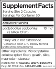 Lactobacillus Acidophilus 1 Billion CFU / 100 Caps
