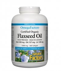 NATURAL FACTORS Flaxseed Oil 1000mg. / 360 Softgels.