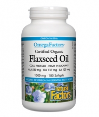 NATURAL FACTORS Flaxseed Oil 1000mg. / 180 Softgels.