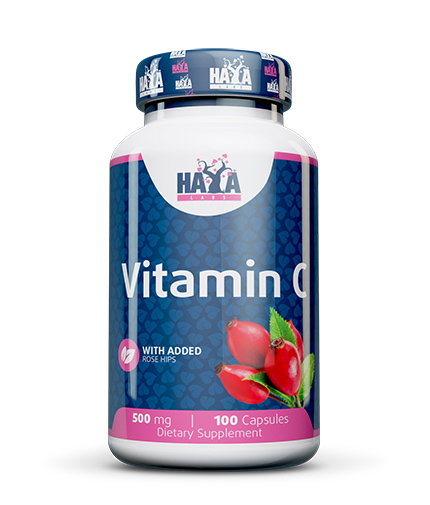 HAYA LABS Vitamin C with Rose Hips 500mg / 100 Caps.