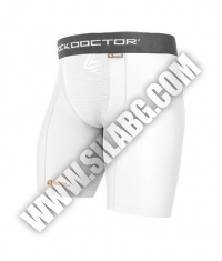 SHOCK DOCTOR Compression Short With Cup Pocket / Junior / White