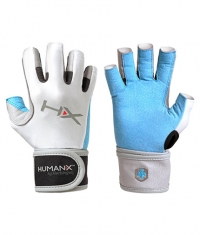 HARBINGER HUMANX Women's X3 Competition Open Finger WristWrap Gloves BLUE / GREY