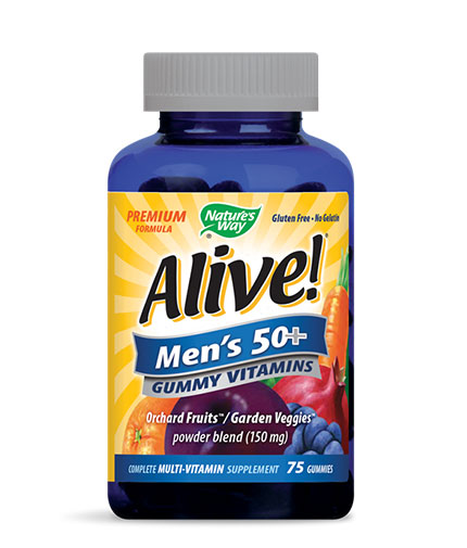 NATURES WAY Alive Men's 50+ Gummy Vitamins 150mg. / 75 Gummies