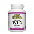 NATURAL FACTORS Vitamin B12 (Cyanocobalamin) 250mcg. / 90 Tabs.