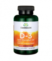 SWANSON Vitamin D3 with Coconut Oil - High Potency 50mcg. / 60 Soft