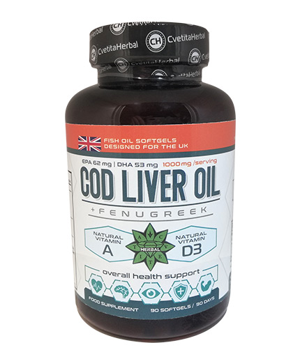 CVETITA HERBAL Cod Liver Oil / 90 Caps.