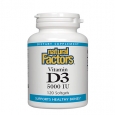 NATURAL FACTORS Vitamin D3 5000 IU / 120 Softgels