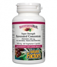 NATURAL FACTORS Super Strength Resveratrol Concentrate 500mg. / 60 Vcaps