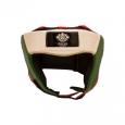 PULEV SPORT Head Guard Lion Logo White, Green, Red with Partial Coverage