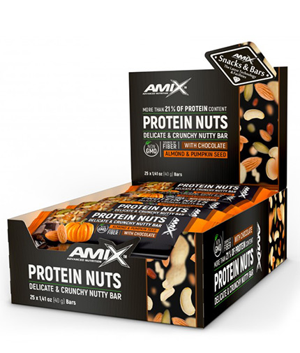 AMIX Protein Nuts Crunchy Nutty Bar Box / 25x40g