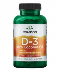SWANSON Vitamin D3 with Organic Coconut Oil 5000 IU / 60 Softgels