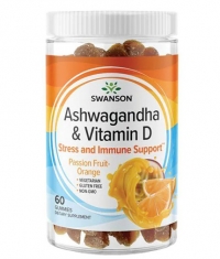 SWANSON Ashwagandha Gummies with Vitamin D - Passion Fruit Orange Flavored / 60 Gummies