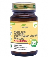 GREWIA Folic Acid + Niacin B3 + Pantothenic Acid B5 + Hibiscus + Cranberry / 90 Caps