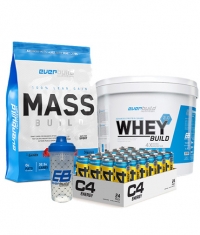 STORES ONLY Whey Protein Build 2.0 + Mass Build Gainer / Bag + 24 C4 Explosive Energy Drink + Shaker Bottle