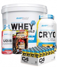 STORES ONLY Whey Protein Build 2.0 + ThermoCore + Cryo Cell + Liquid L-Carnitine + 24 C4 Explosive Energy Drinks