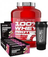 PROMO STACK 100% Whey Protein Professional + 20 FREE Choco Pro Bars + FREE Shaker Traveller