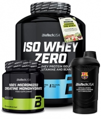 PROMO STACK Iso Whey Zero + 100% Creatine Monohydrate + FC Barcelona Shaker