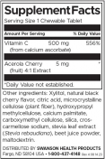 Chewable Vitamin C - Natural Cherry Flavor Sugar-Free / 60 Chews