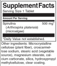 Spirulina 500 mg / 180 tabs.